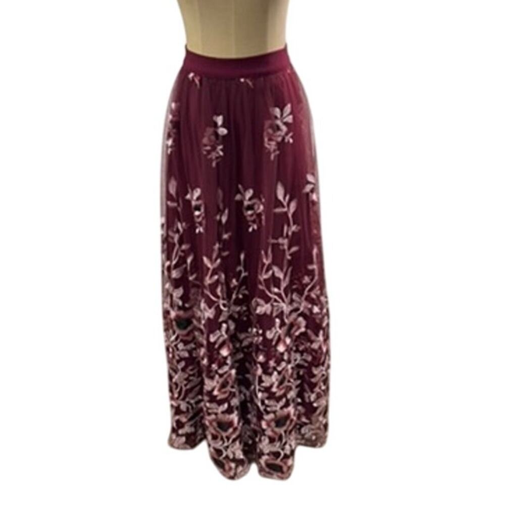 "TRIXXIE" Maxi‎ Embroidered Floral Formal Skirt SZ 5 Elegant Tulle Underskirt